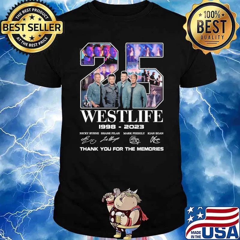 25 Westlife 1998-2023 thank you for the memories signatures shirt