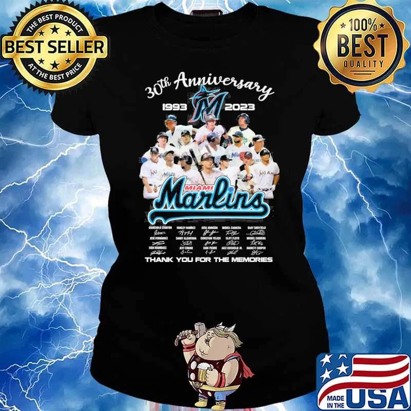 30th anniversary 1993 2023 Miami Marlins thank you for the memories signatures s Ladies tee