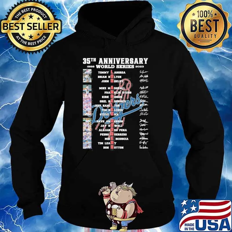35th anniversary world series 1988 2023 Los Angeles Dodgers Tommy Lasorda Brian Holton signatures s Hoodie