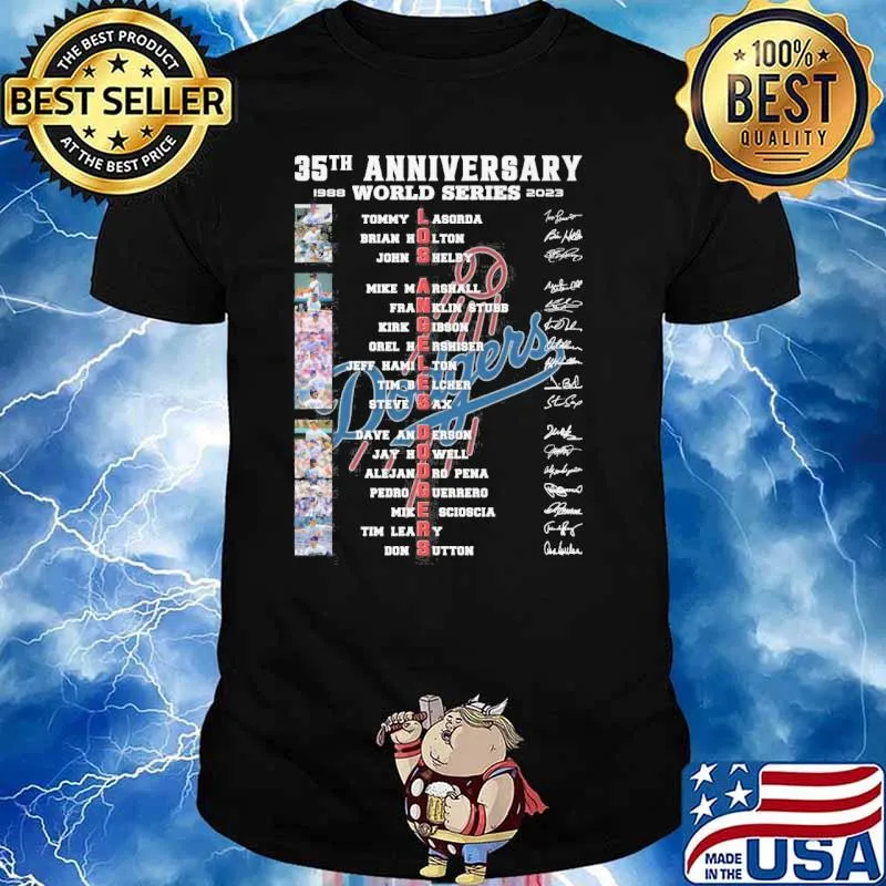 35th anniversary world series 1988 2023 Los Angeles Dodgers Tommy Lasorda Brian Holton signatures shirt