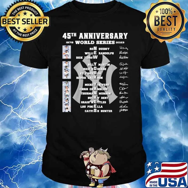 45th anniversary world series 1978 2023 New York Yankees Ron guidry Willie Randolph signatures shirt