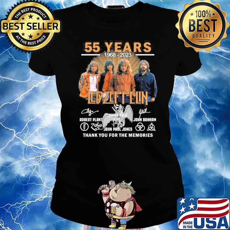 55 years 1968-2023 Led Zeppelin thank you for the memories signatures s Ladies tee