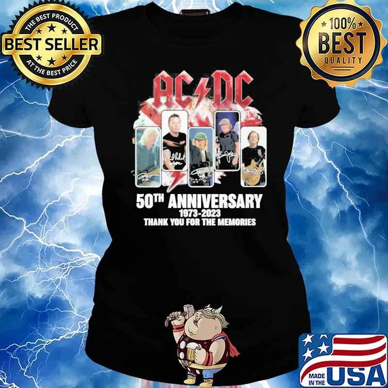 AC DC 50th anniversary 1973-2023 thank you for the memories signatures s Ladies tee