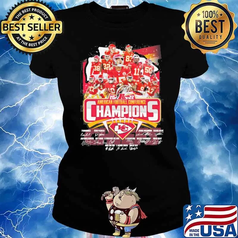 American football conference champions Kansas city Chiefs signatures s Ladies tee
