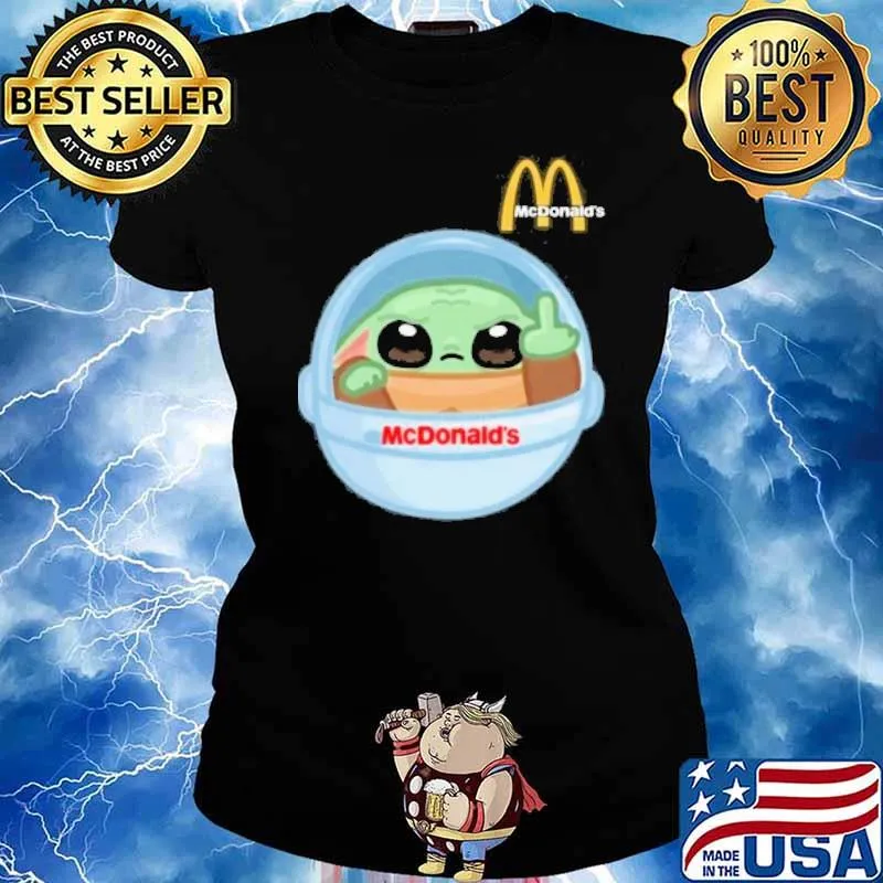 Baby Yoda alien McDonald's s Ladies tee