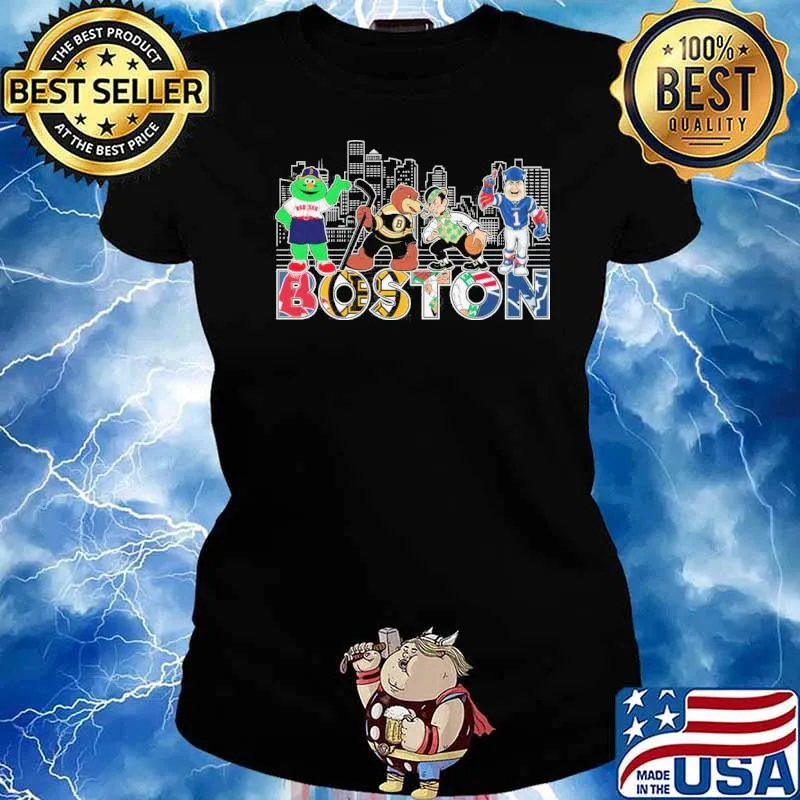 Boston Red Sox Bruins Patriots Celtics mascot s Ladies tee
