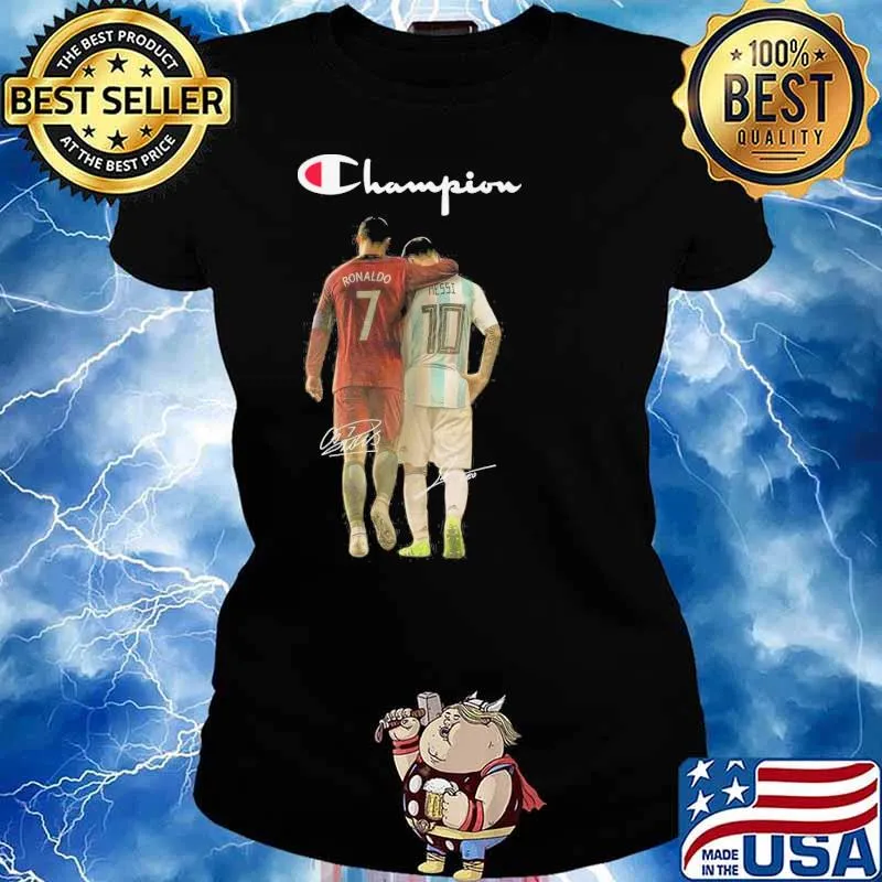 Champion Ronaldo Messi signatures s Ladies tee