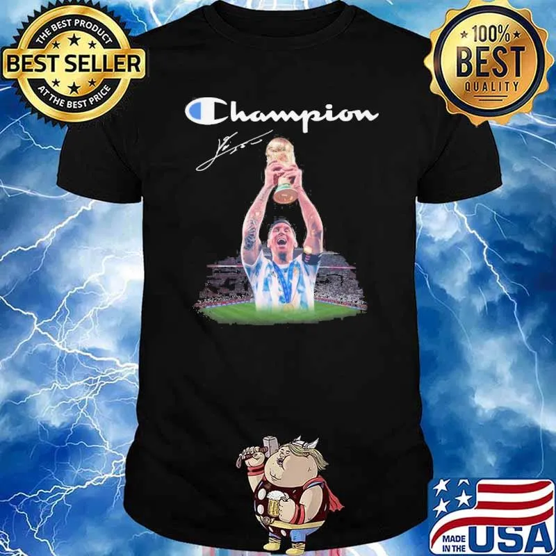 Champion signature Messi win world cup 2022 shirt