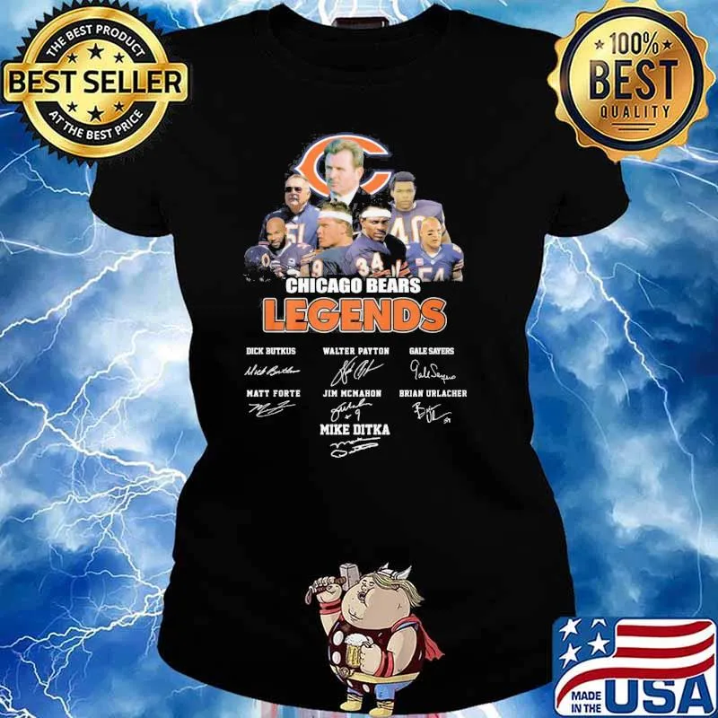 Chicago Bears legends Dick Butkus Mike Ditka signatures s Ladies tee