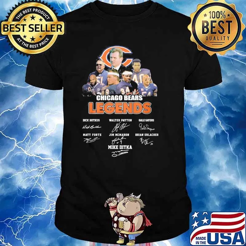 Chicago Bears legends Dick Butkus Mike Ditka signatures shirt