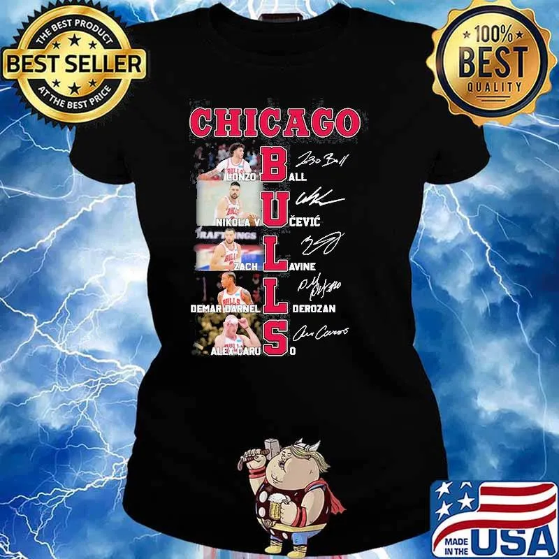 Chicago Bulls Lonzo Ball Nikola Vucevic Zach Lavine Demar Darnell Derozan Alex Caruso signatures s Ladies tee