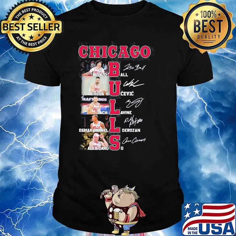 Chicago Bulls Lonzo Ball Nikola Vucevic Zach Lavine Demar Darnell Derozan Alex Caruso signatures shirt