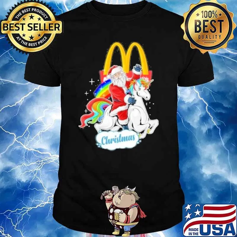 Christmas McDonald's unicorn rainbow shirt