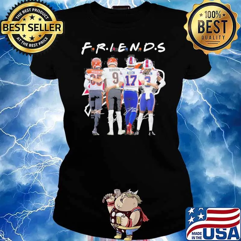 Cincinnati Bengals friends signatures Higgins Burrow Allen s Ladies tee