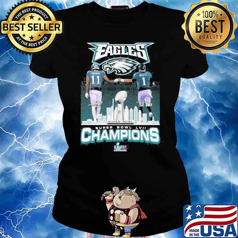 Eagles super bowl LVII champions signatures s Ladies tee
