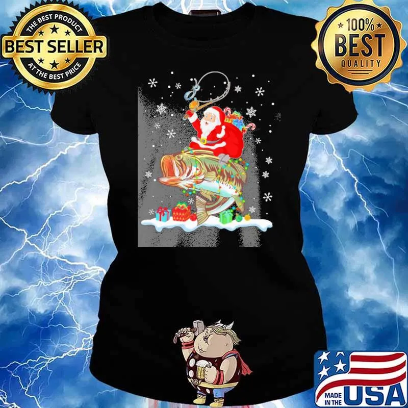 Fishing Christmas Gifts snow Santa claus s Ladies tee