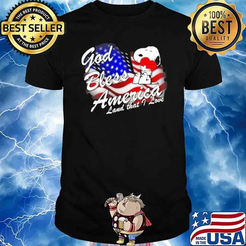 God bless America land that I love snoopy hug heart flag shirt