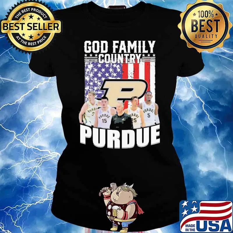 God family country Purdue America flag s Ladies tee