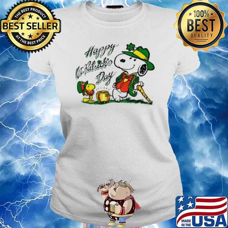Happy St Patrick's day snoopy and woodstock s Ladies tee