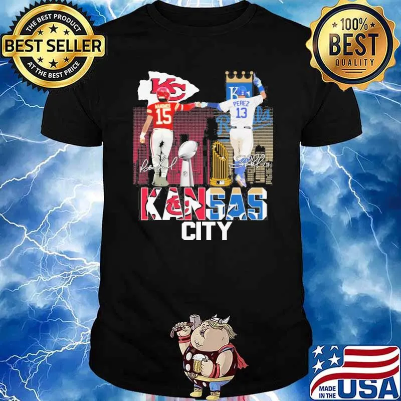 Kansas city Chiefs and Royals signatures Mahomes Perez shirt