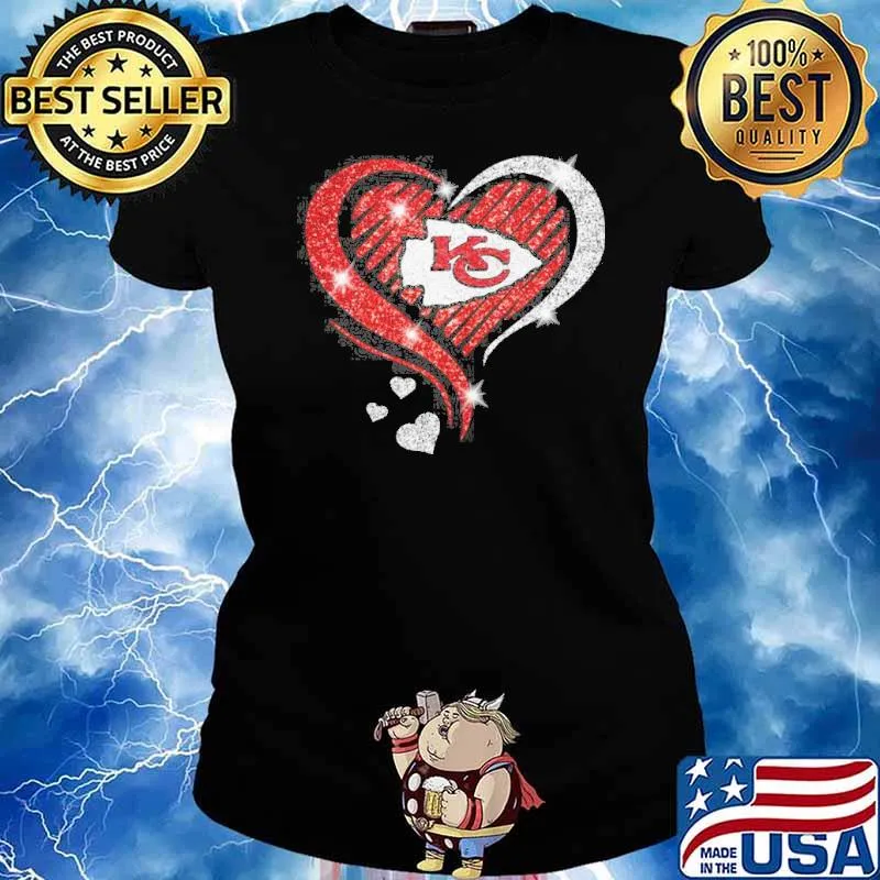 Kansas city Chiefs diamond heart love s Ladies tee