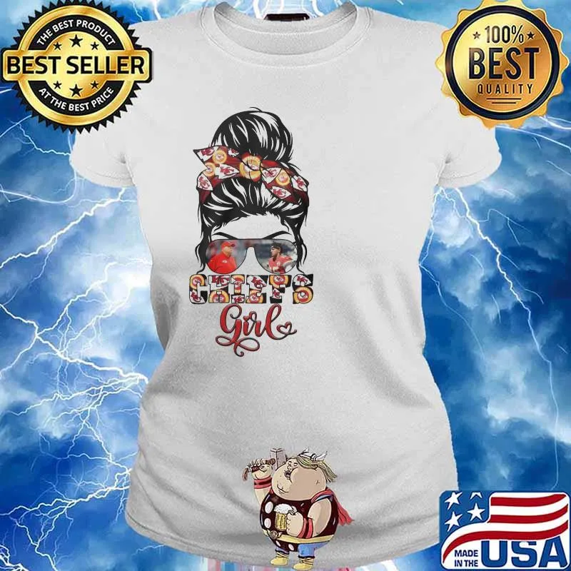 Kansas city Chiefs girl glasses football s Ladies tee