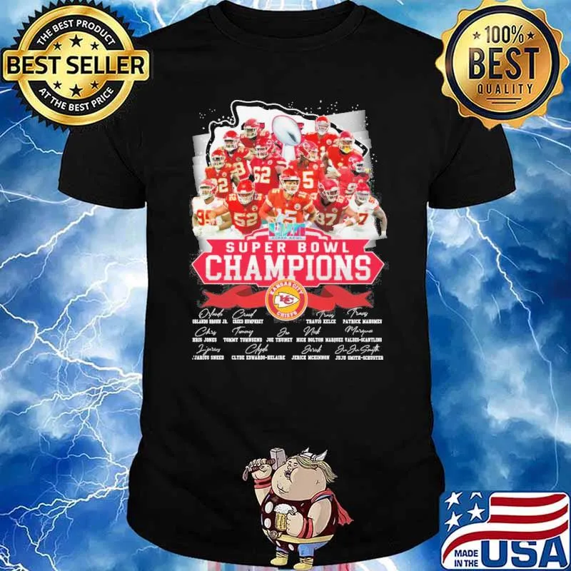 Kansas city Chiefs super bowl champions signatures LVII shirt