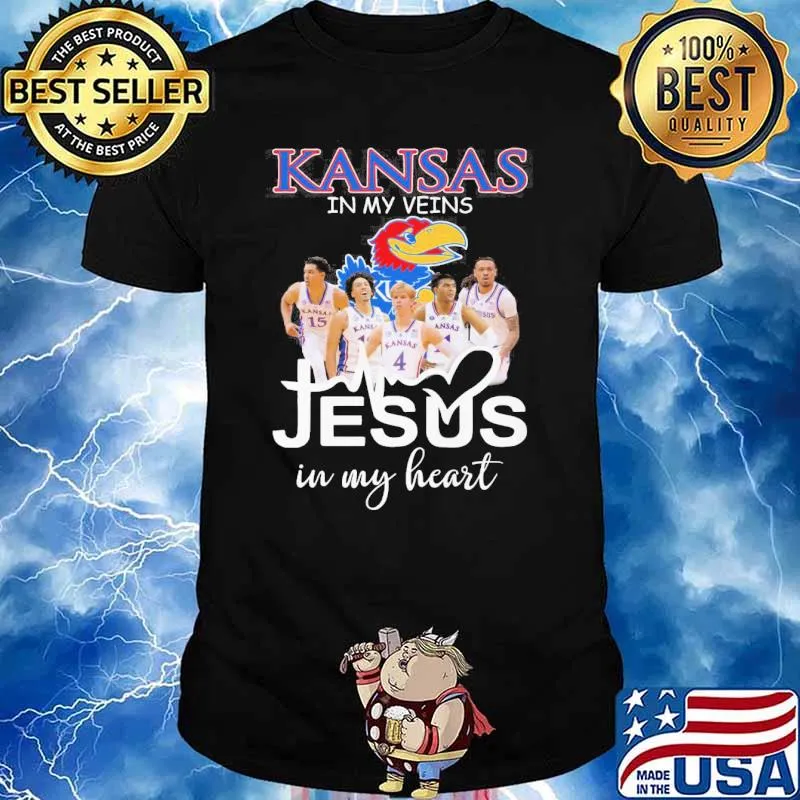 Kansas Jayhawks in my veins Jesus in my heart shirt