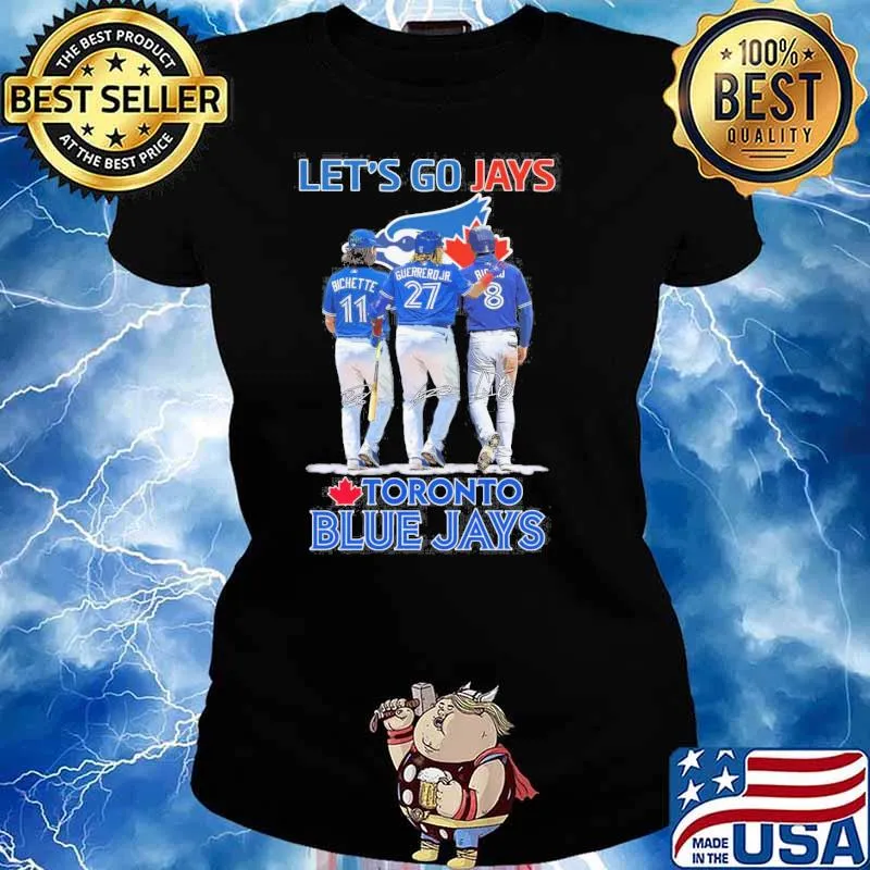 Let's go Jays Toronto Blue Jays Bichette Guerrero Jr. signatures baseball s Ladies tee