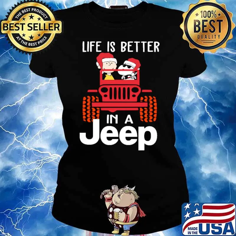 Life is better in a Jeep Snoopy and Charlie Brown s Ladies tee
