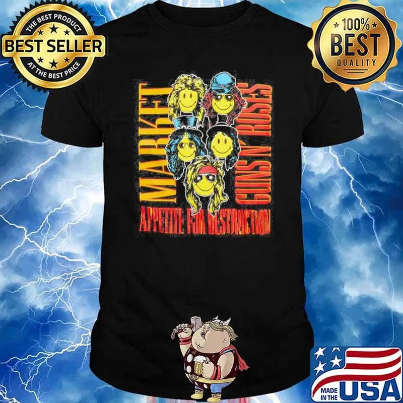 Market Guns N'roses appetite for destruction smiley shirt