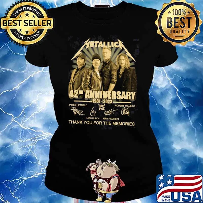 Metallica 42nd anniversary 1981-2023 thank you for the memories signatures s Ladies tee