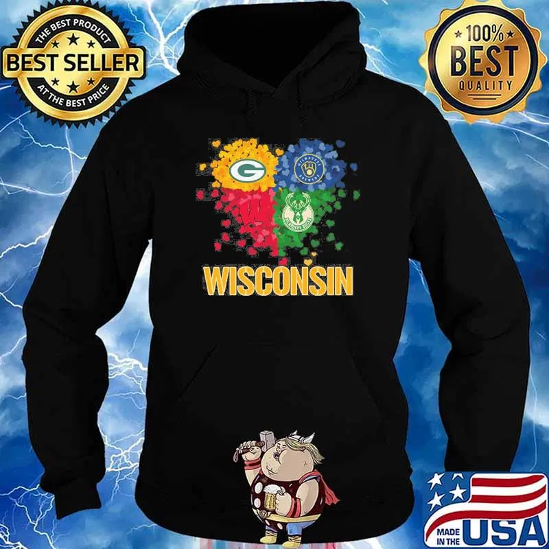 Milwaukee Brewers Milwrukee bucks green bay packers heart Wisconsin s Hoodie