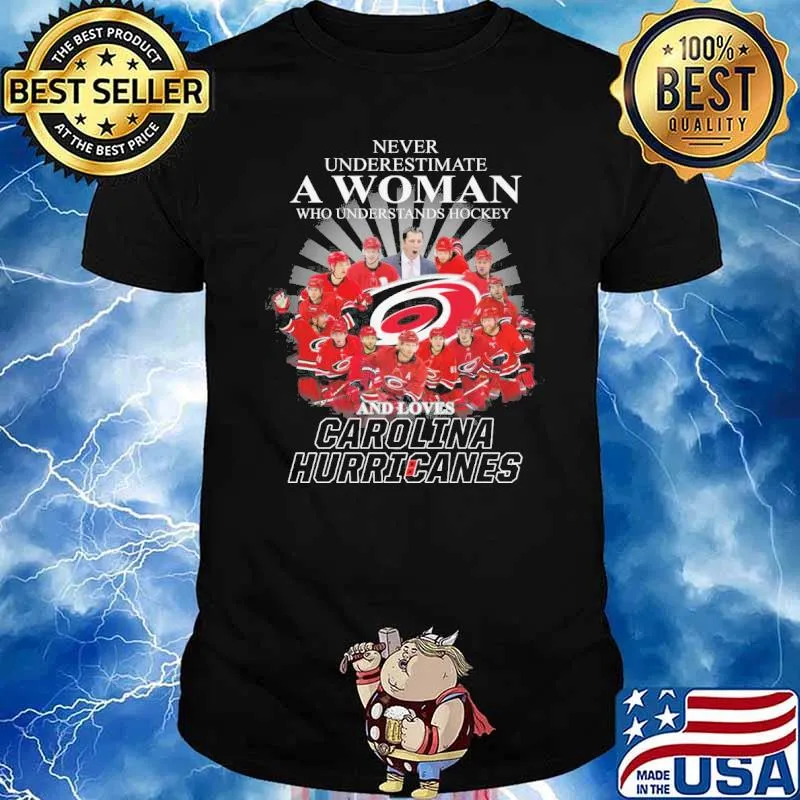 Never underestimate a woman who understands basketball and loves Carolina hurricanes shirt