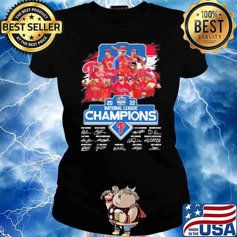 Phillies 2022 national league champions signatures s Ladies tee