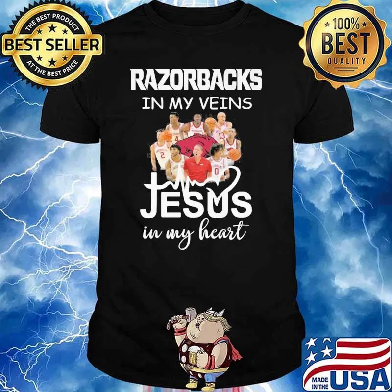 Razorbacks in my veins jesus in my heart shirt