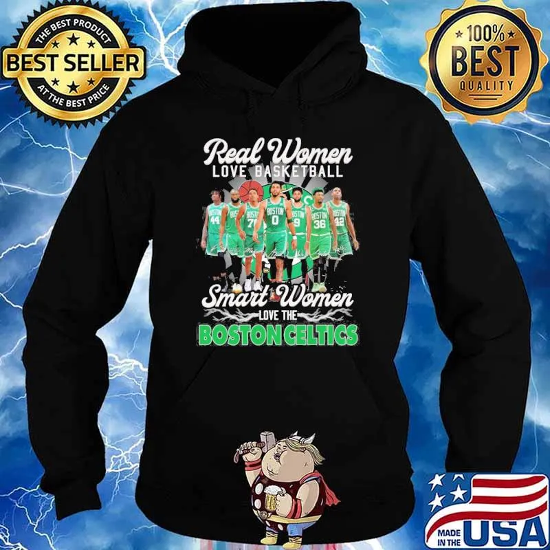 Real women love basketball smart women love the Boston Celtics signatures s Hoodie