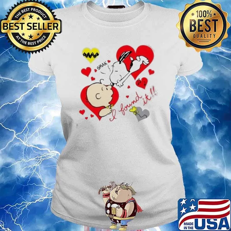 Snoopy and charlie brown woodstock smak I found it heart s Ladies tee