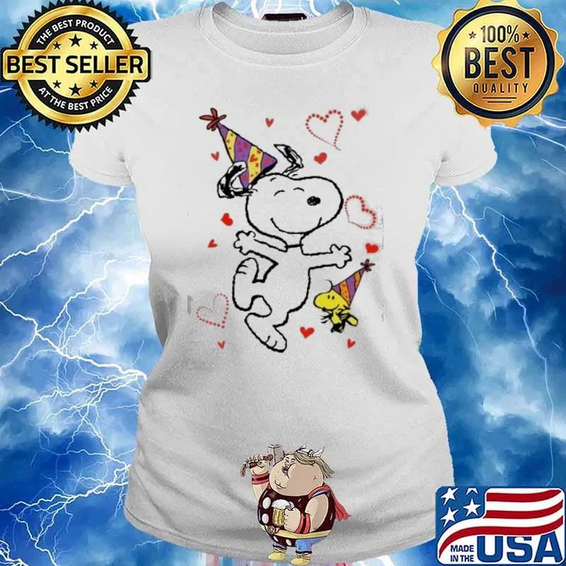 Snoopy and woodstock happy birthday s Ladies tee