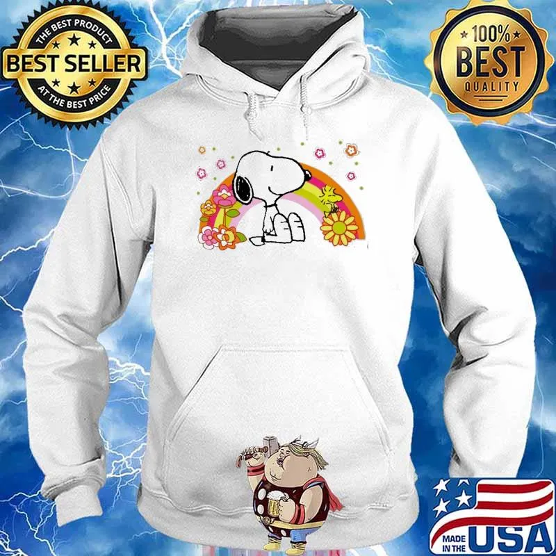 Snoopy and woodstock rainbow flower s Hoodie