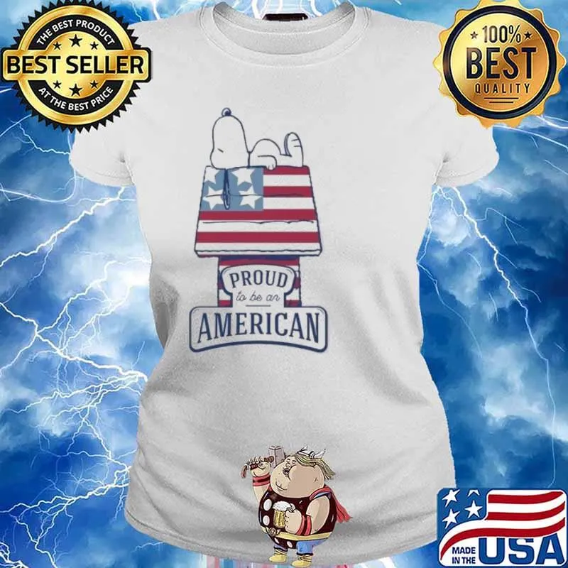 Snoopy proud to be an American America flag s Ladies tee