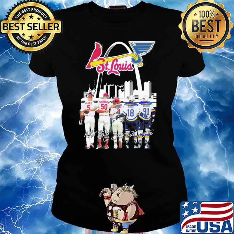 St. Louis Cardinals and St. Louis Blues signatures s Ladies tee