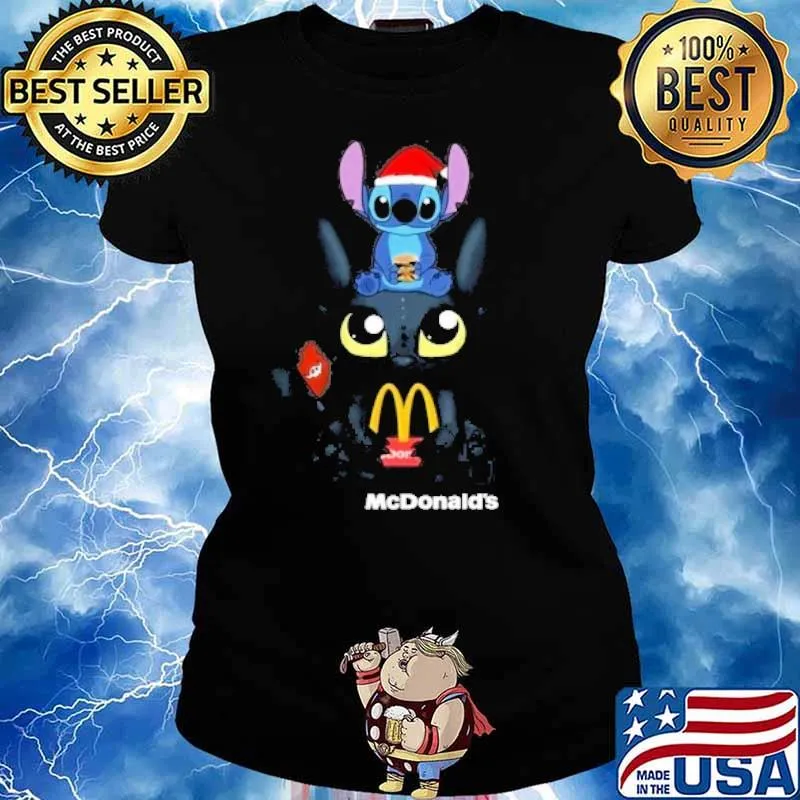 Stitch toothless McDonald's Christmas s Ladies tee