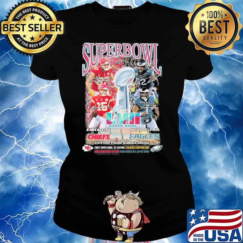 Super Bowl Kansas city Chiefs Philadelphia Eagles State farm stadium Glendale Arizona signatures s Ladies tee