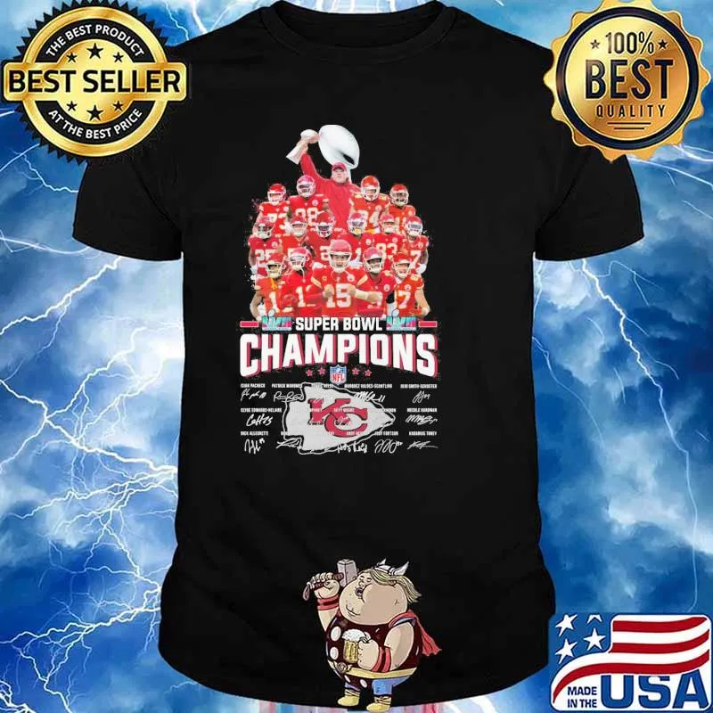 Super Bowl LVII champions Kansas city Chiefs 2023 signatures shirt