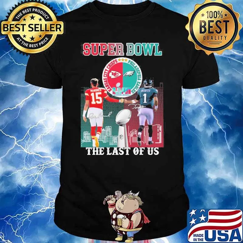 Super Bowl the last of us Kansas city Chiefs Philadephia Eagles LVII signatures shirt