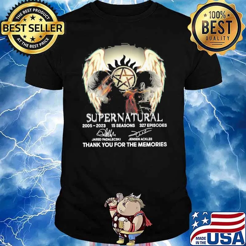 Supernatural 2005-2023 15 seasons 327 episodes thank you for the memories signatures shirt