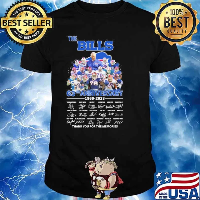 The Bills 63rd anniversary 1960-2023 thank you for the memories signatures shirt