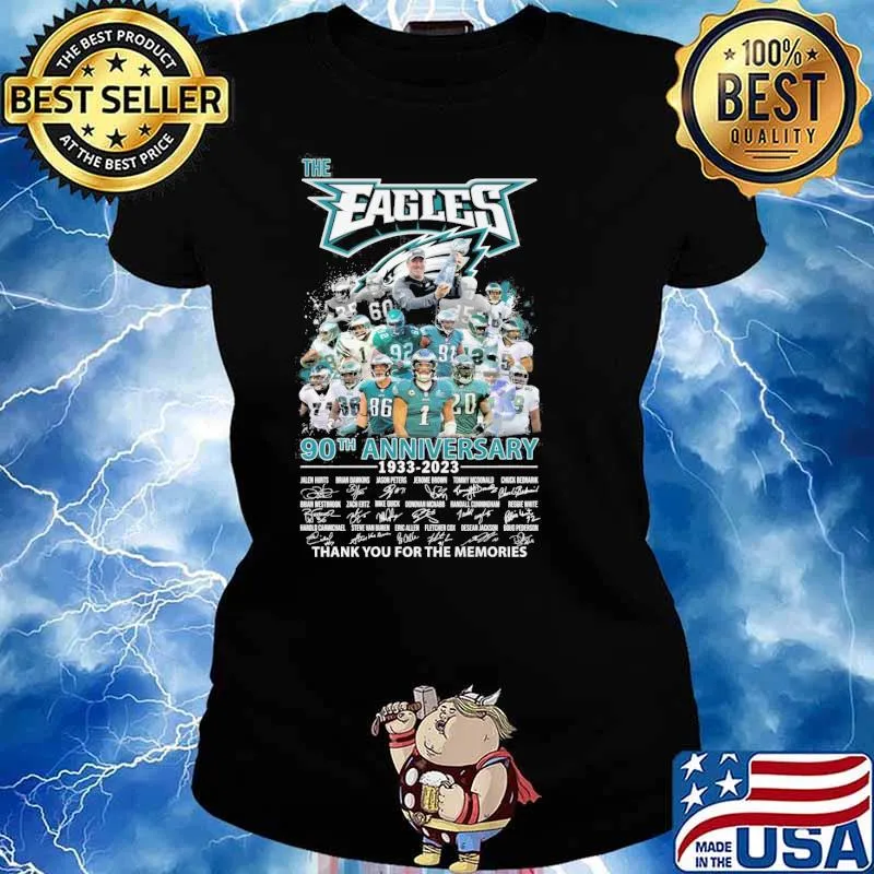 The Eagles 90th anniversary 1933-2023 thank you for the memories signatures s Ladies tee