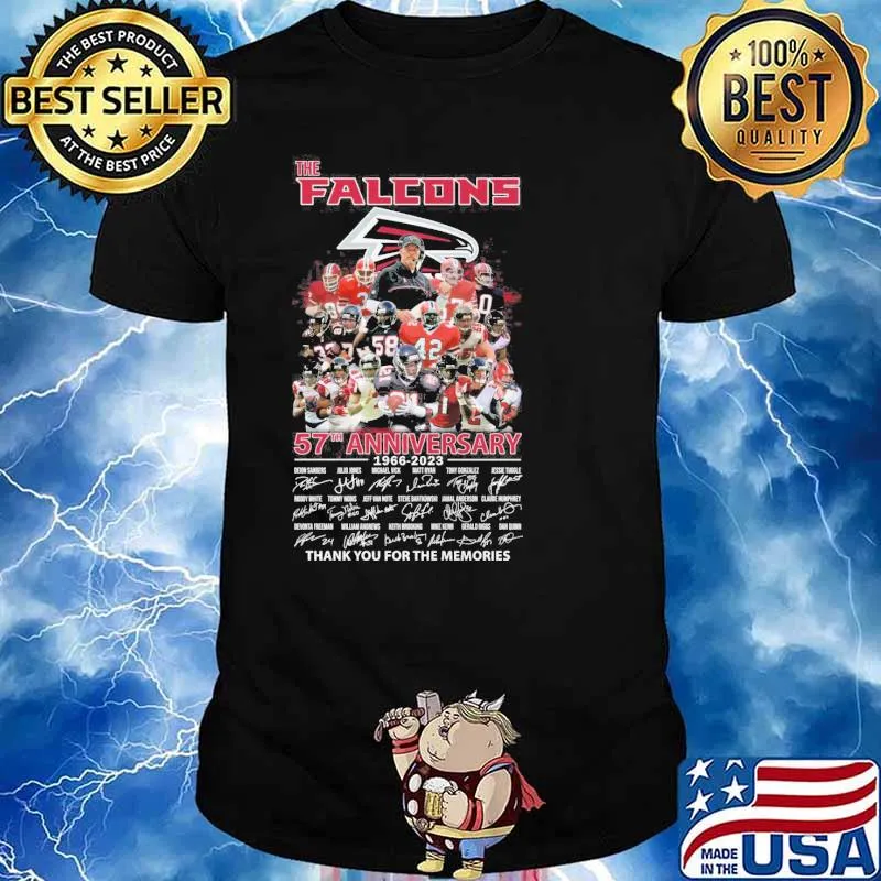 The Falcons 57th anniversary 1966-2023 thank you for the memories signatures shirt
